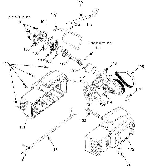 PUMP Diagram and Parts List for PAFAC2040 Type 1 DeVilbiss Compressor