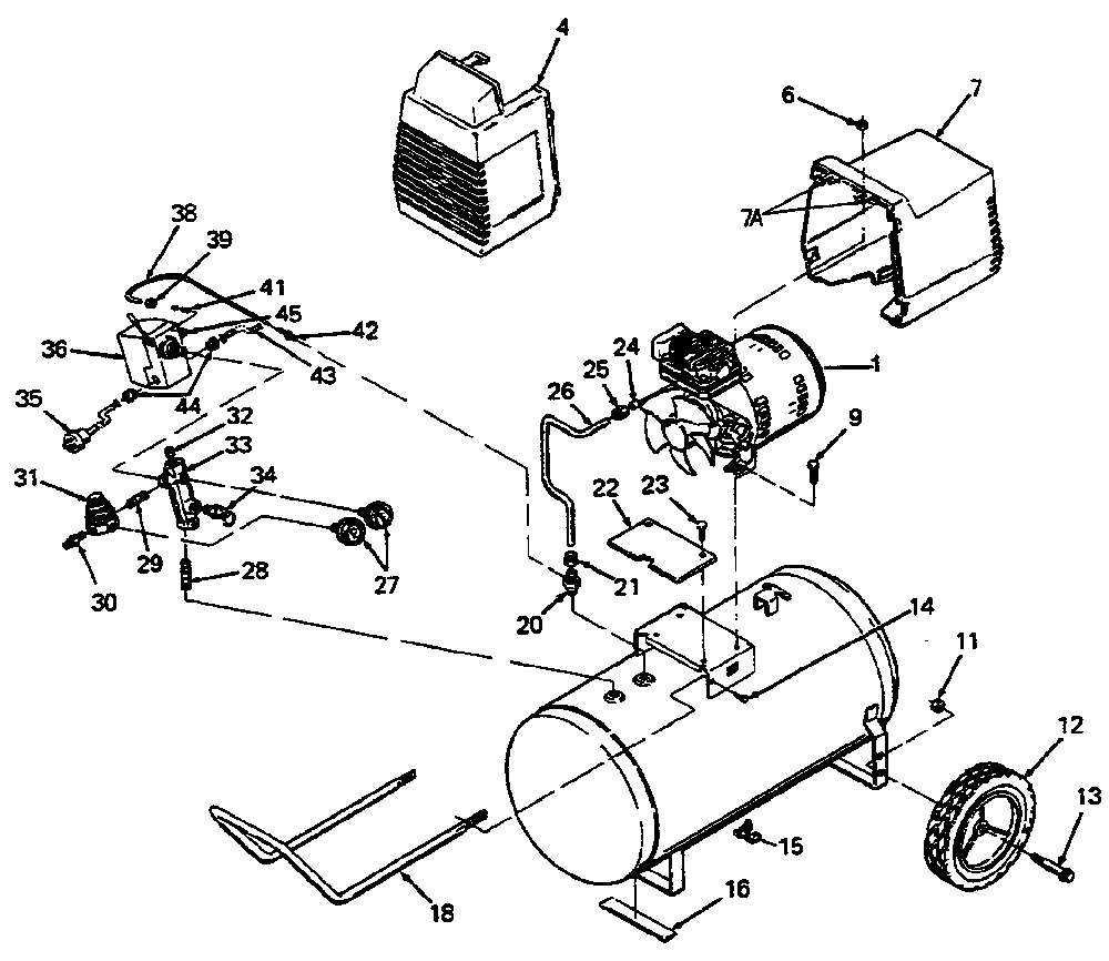 Exploded Diagram A Diagram and Parts List for F18 Type 1 DeVilbiss Compressor