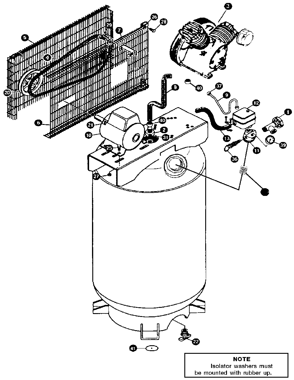Exploded Diagram B Diagram and Parts List for LS6580V2M Type 2 DeVilbiss Compressor