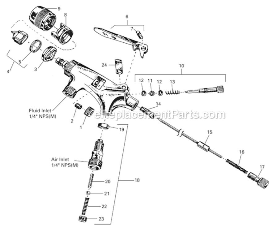 Page A Diagram and Parts List for EGA-503-390F  DeVilbiss Paint Sprayer