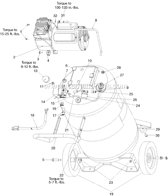 Page A Diagram and Parts List for EXFBC6020VP Type 0 DeVilbiss Compressor