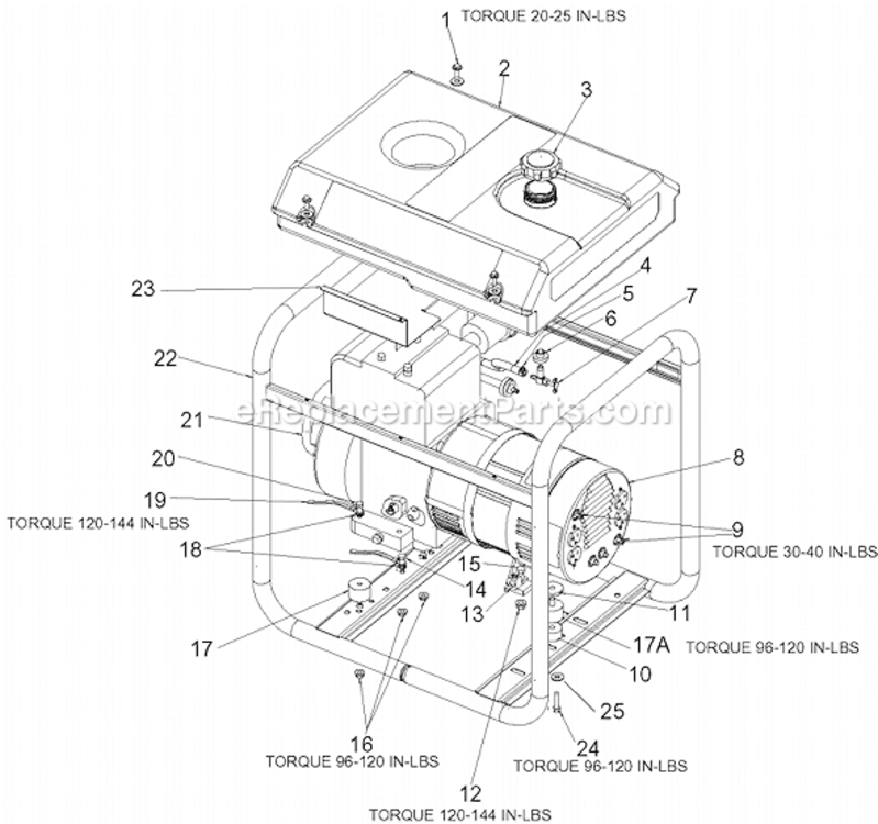 Page A Diagram and Parts List for EXGB5010 Type 1 DeVilbiss Generator
