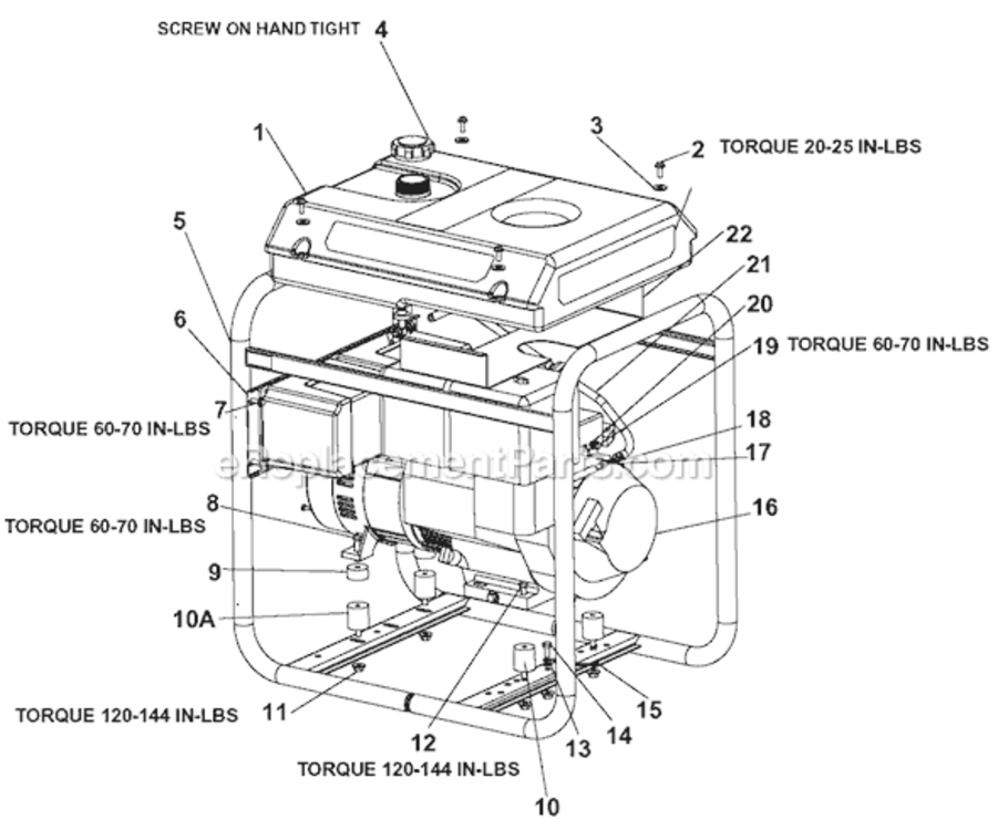 Page A Diagram and Parts List for EXGHV4510 Type 1 DeVilbiss Generator