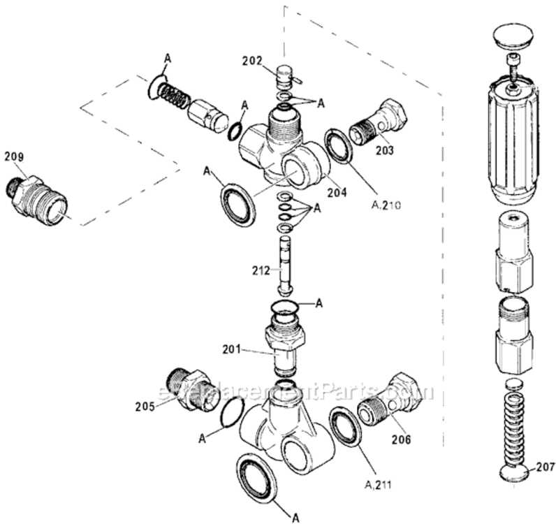 Page A Diagram and Parts List for EXHP3640 Type 1 DeVilbiss Pressure Washer