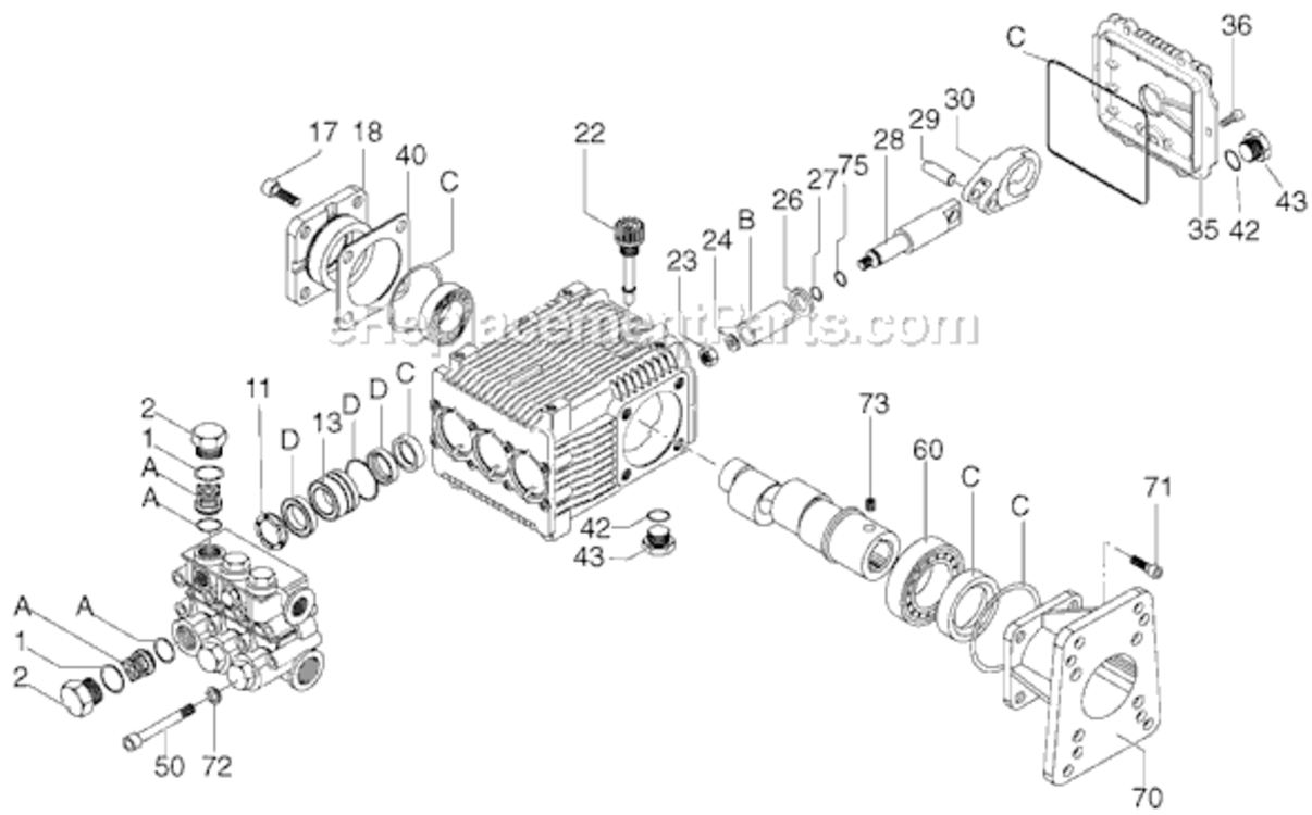 Page C Diagram and Parts List for EXHP3640 Type 1 DeVilbiss Pressure Washer
