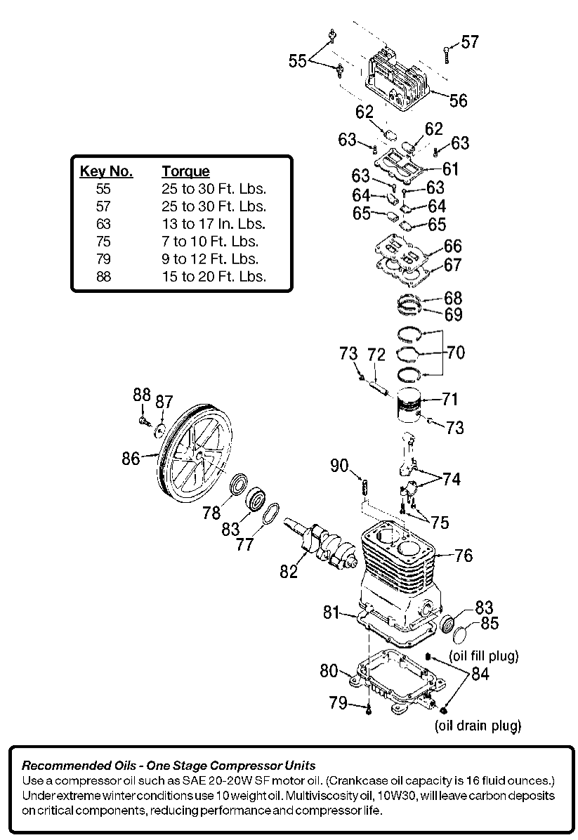 PUMP Diagram and Parts List for ACBL5G20HP Type 0 DeVilbiss Compressor