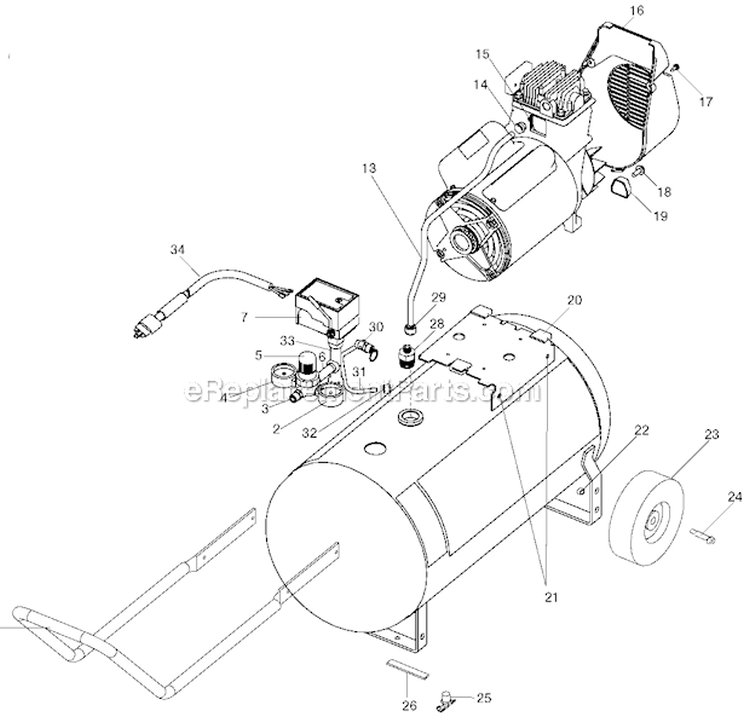 Page A Diagram and Parts List for F412 Type 1 DeVilbiss Compressor