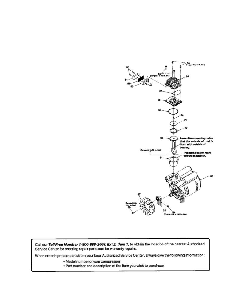 Air Filter/Head/Motor/Fan Diagram and Parts List for F412-2  DeVilbiss Compressor