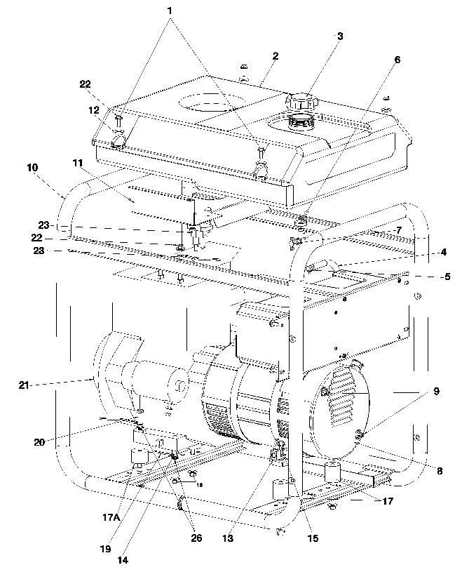 Default Diagram and Parts List for 919-67958 Type 0 DeVilbiss Generator