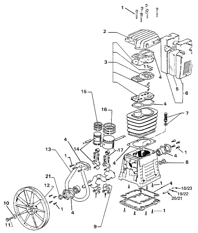 PUMP Diagram and Parts List for RAC5K80V1D Type 1 DeVilbiss Compressor