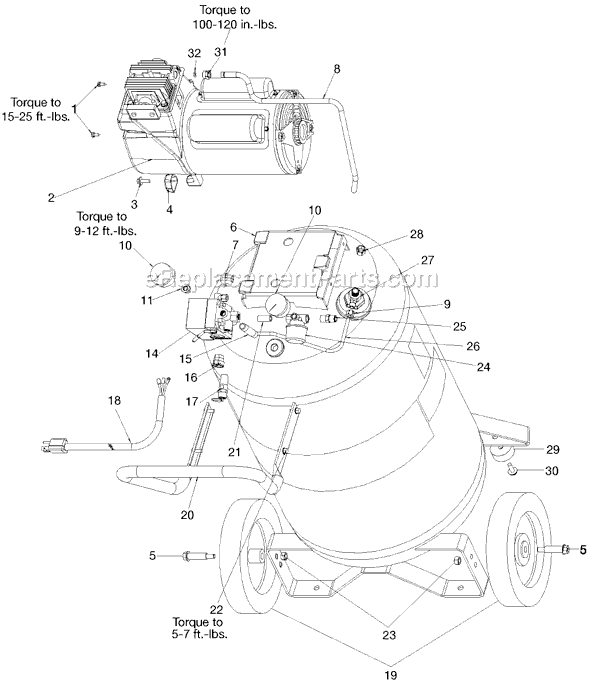 Page A Diagram and Parts List for FB5020VP Type 1 DeVilbiss Compressor