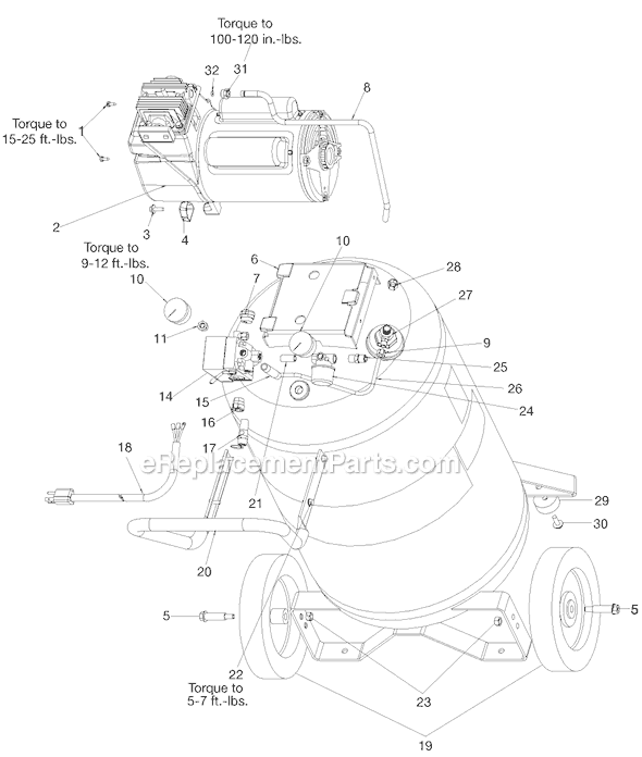 Page A Diagram and Parts List for FB5020VP Type 2 DeVilbiss Compressor