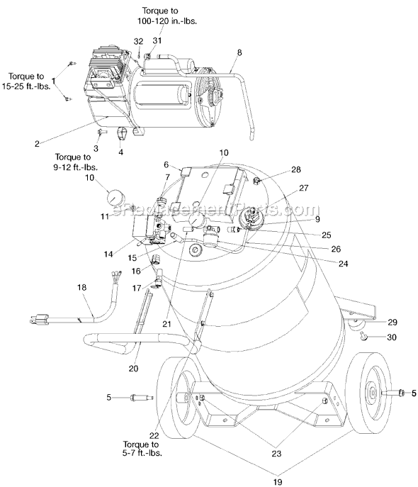 Page A Diagram and Parts List for FB5520VP-WK Type 0 DeVilbiss Compressor