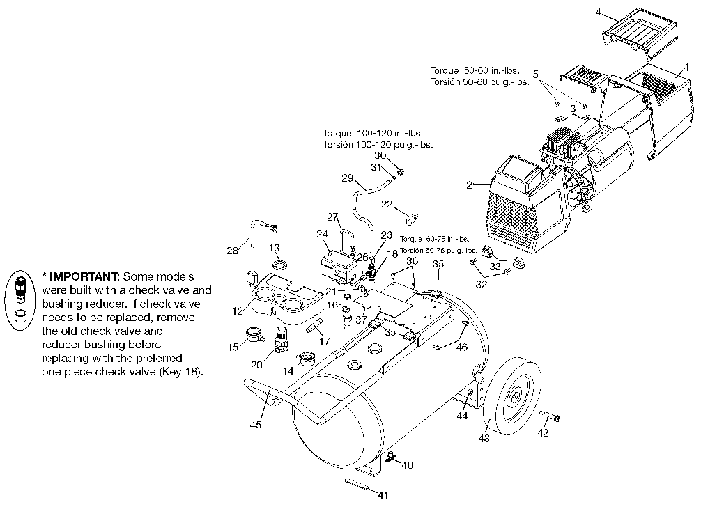 Default Diagram and Parts List for IRF412 Type 2 DeVilbiss Compressor