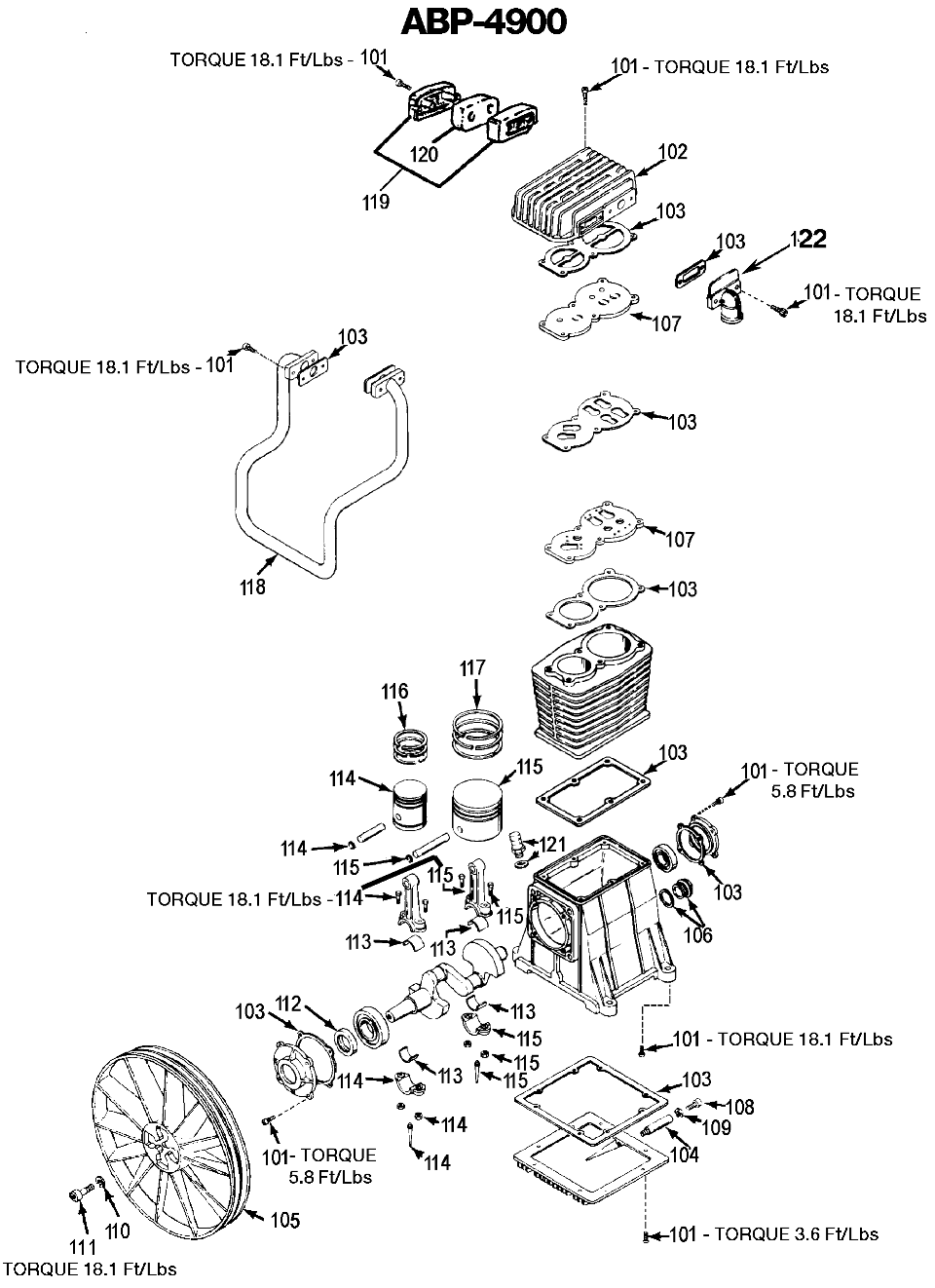 PUMP Diagram and Parts List for LK580H2 Type 1 DeVilbiss Compressor