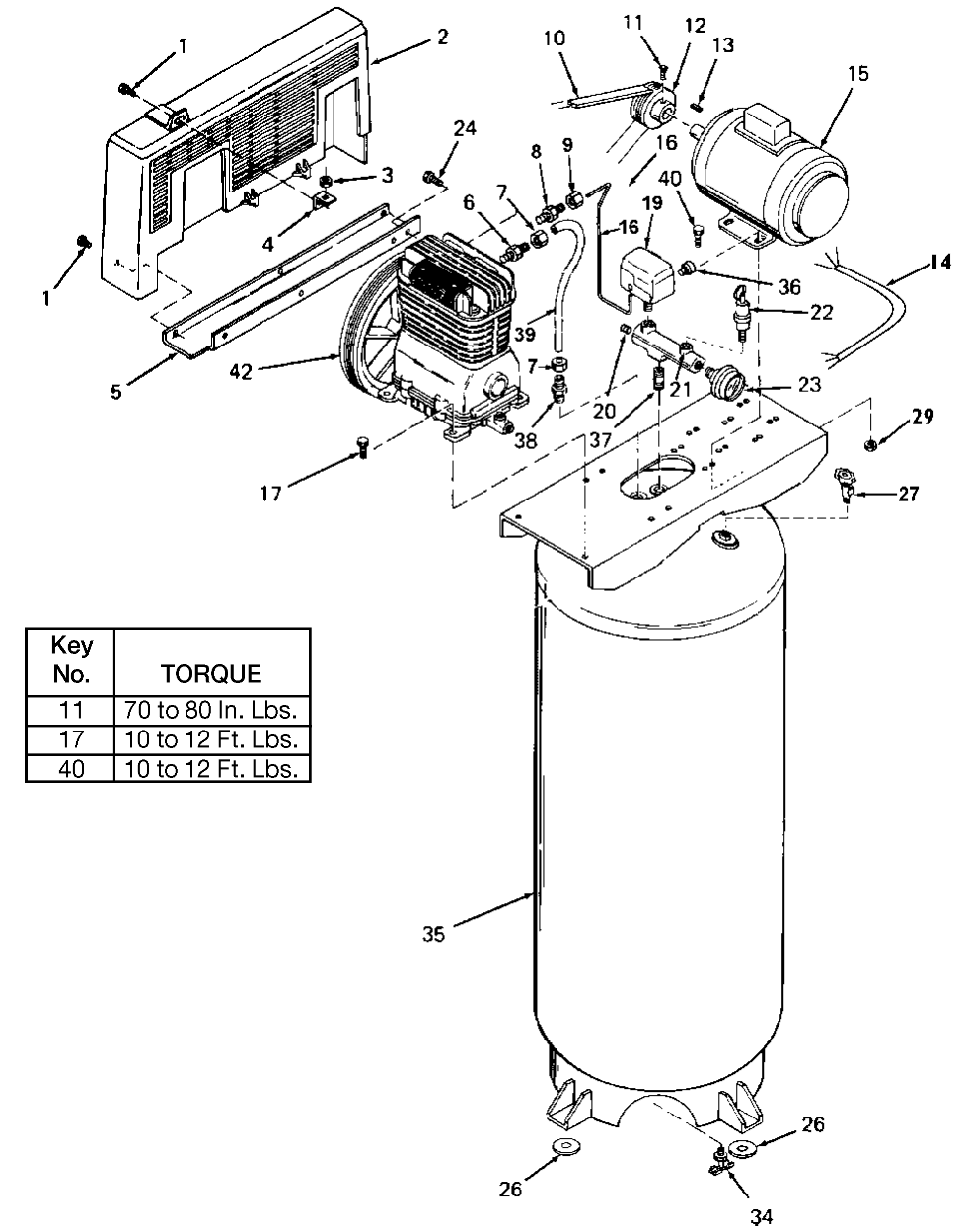 Default Diagram and Parts List for IR6E60VAD Type 0 DeVilbiss Compressor