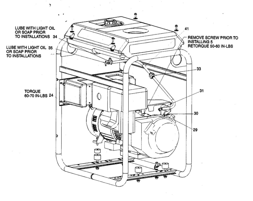 Back Cabinet Diagram and Parts List for DGHC6510  DeVilbiss Generator