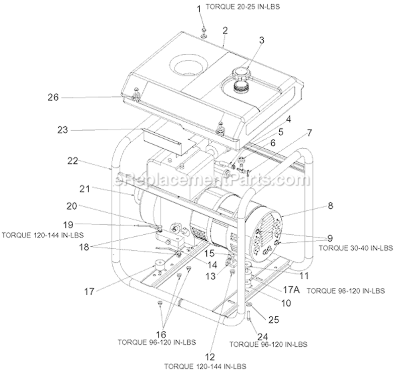 Page A Diagram and Parts List for GB5000S1 Type 3 DeVilbiss Generator