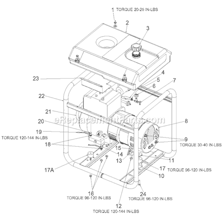 Page A Diagram and Parts List for GB5000 Type 1 DeVilbiss Generator