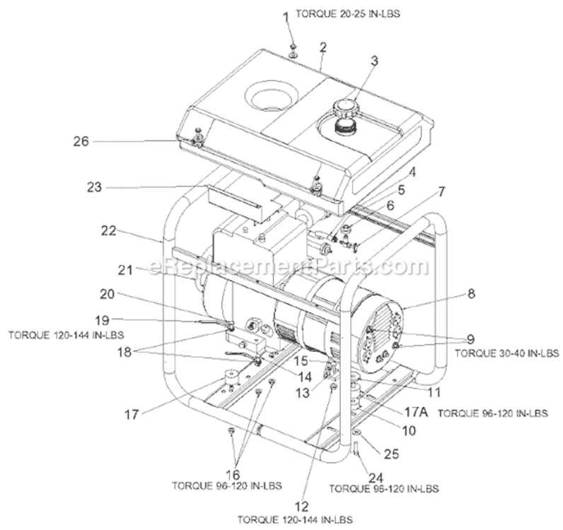 Page A Diagram and Parts List for GB5000 Type 3 DeVilbiss Generator