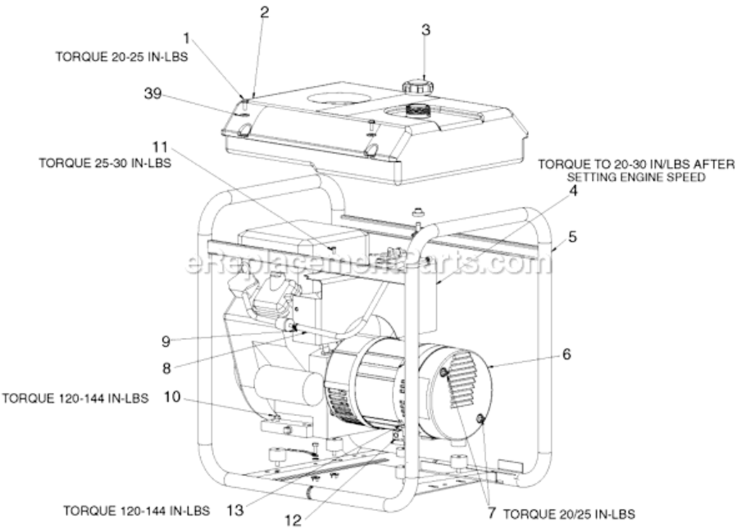 Page A Diagram and Parts List for GBV5000 Type 1 DeVilbiss Generator