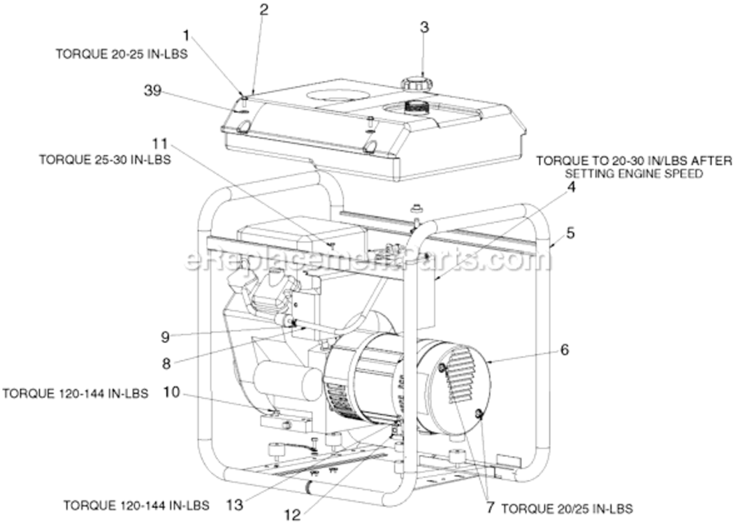 Page A Diagram and Parts List for GBV7000 Type 1 DeVilbiss Generator