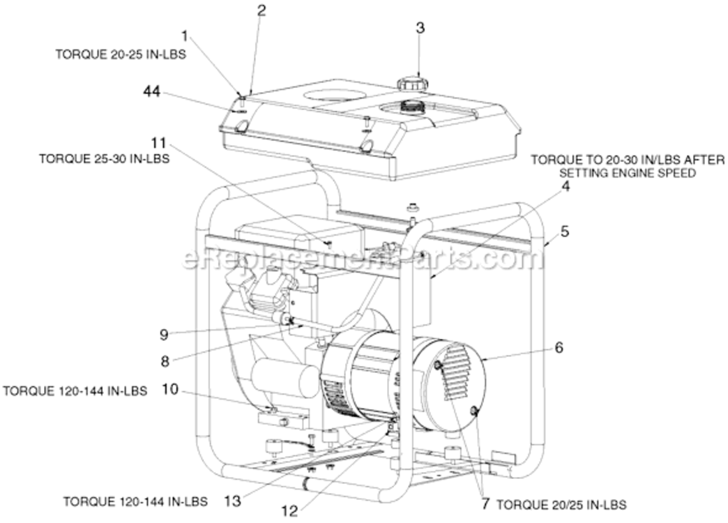 Page A Diagram and Parts List for GBV7000 Type 2 DeVilbiss Generator