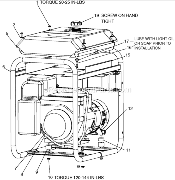 Page A Diagram and Parts List for GBVF5000 Type 0 DeVilbiss Generator