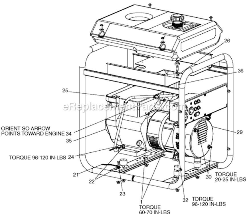 Page B Diagram and Parts List for GBVF5000 Type 1 DeVilbiss Generator