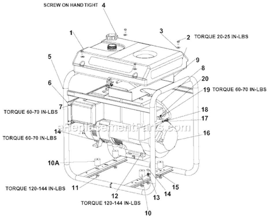 Page A Diagram and Parts List for GHV4250C Type 0 DeVilbiss Generator