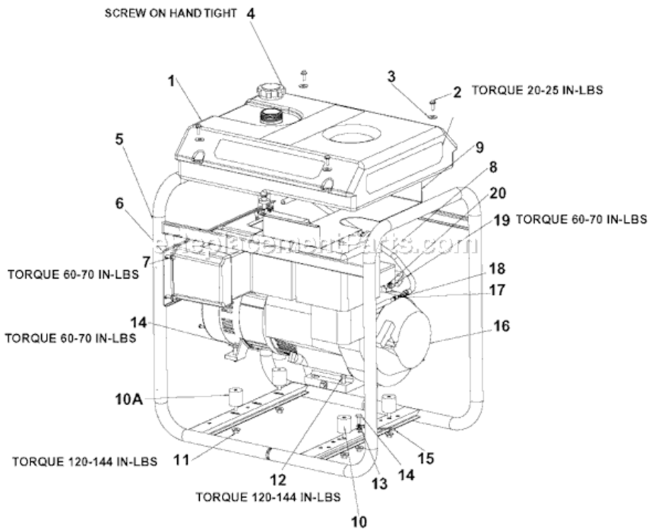 Page A Diagram and Parts List for GHV4250C Type 1 DeVilbiss Generator