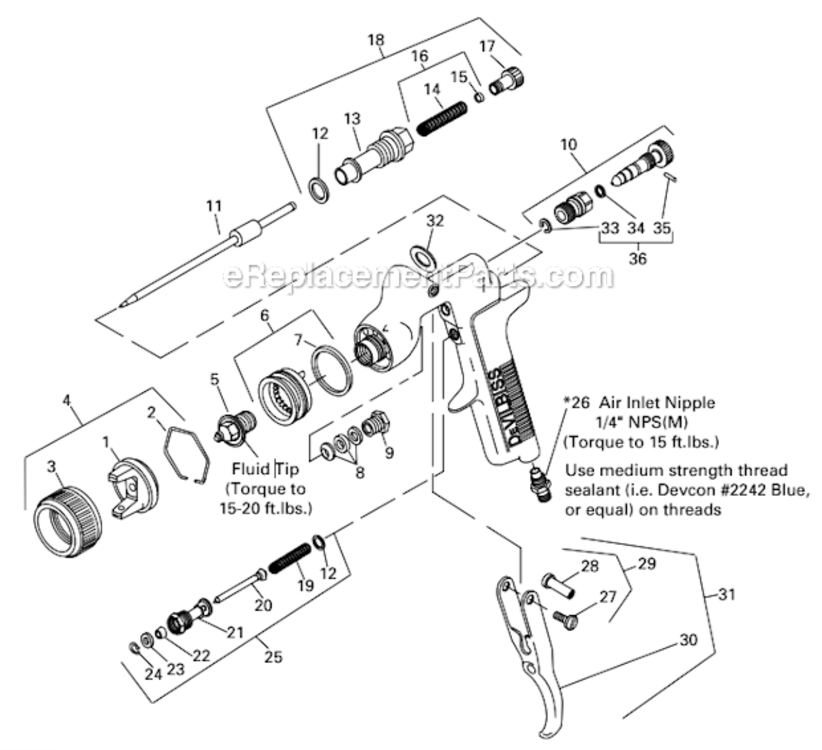 Page A Diagram and Parts List for GTI-620G  DeVilbiss Paint Sprayer