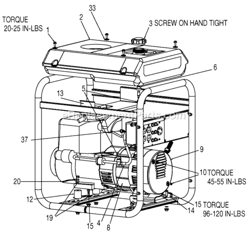 Page A Diagram and Parts List for GTO5200C-WK Type 1 DeVilbiss Generator