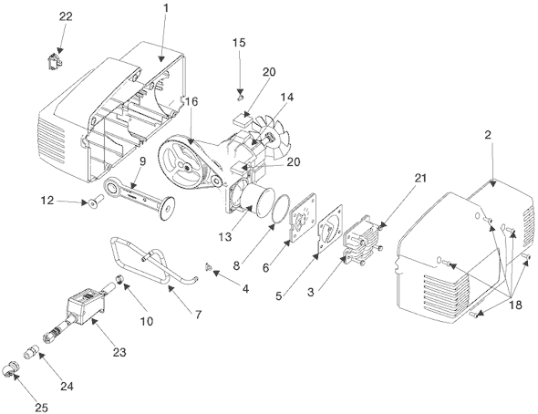 Page A Diagram and Parts List for HFAC100 Type 1 DeVilbiss Compressor