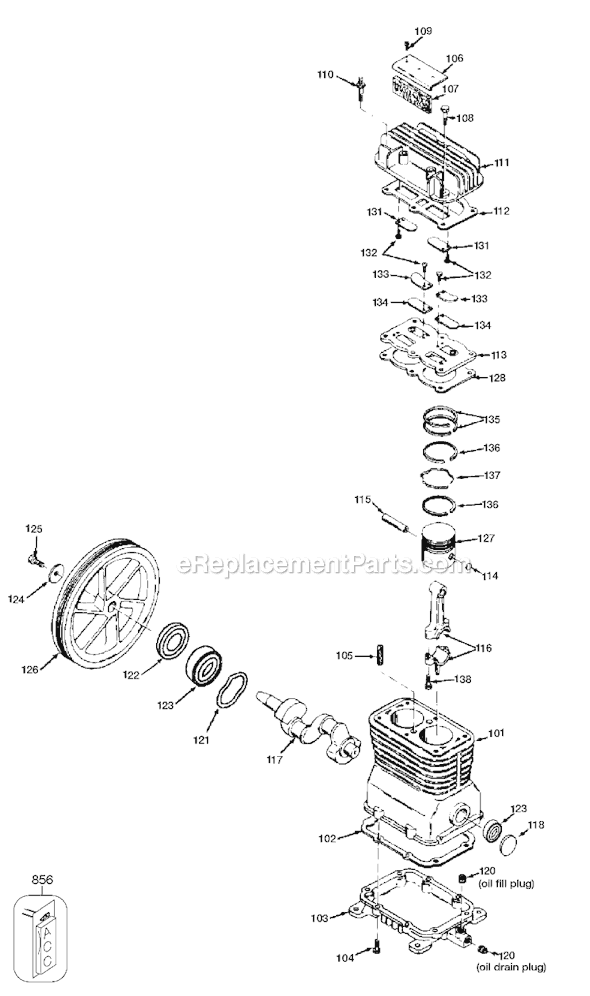 Page A Diagram and Parts List for HL6560V Type 1 DeVilbiss Compressor
