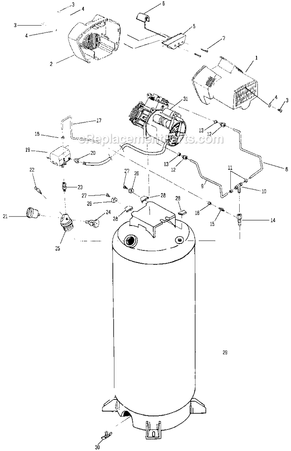 Page A Diagram and Parts List for IRC500TVE60V Type 2 DeVilbiss Compressor