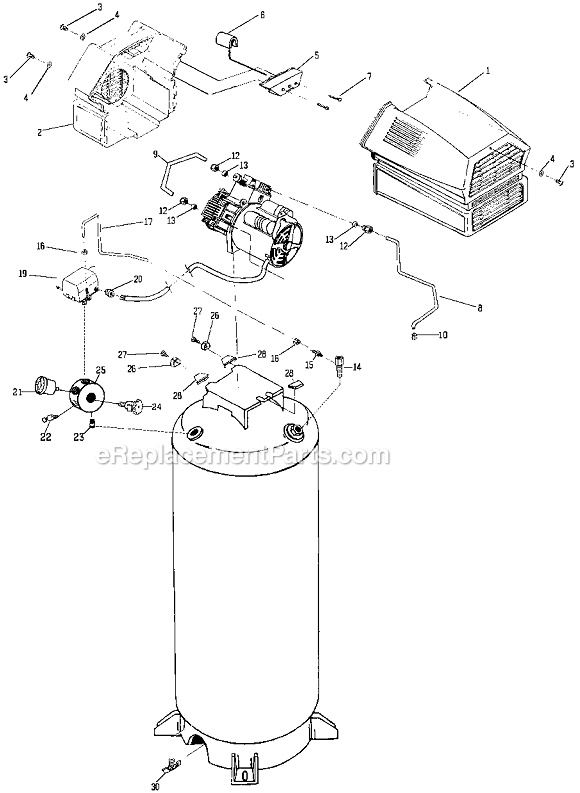 Page A Diagram and Parts List for IRC500TVE60V Type 3 DeVilbiss Compressor