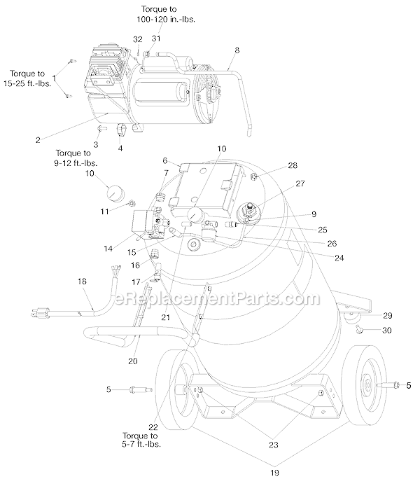 Page A Diagram and Parts List for IRFB5020VP Type 1 DeVilbiss Compressor