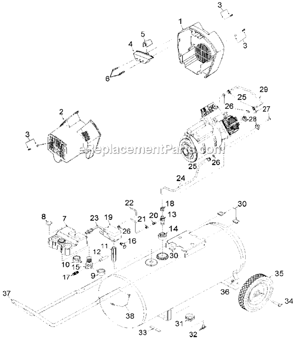 Page B Diagram and Parts List for IRFTV660V Type 3 DeVilbiss Compressor