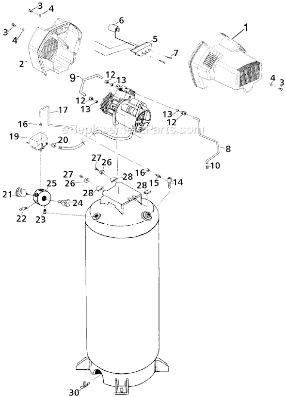 Page B Diagram and Parts List for IRFTV660V Type 4 DeVilbiss Compressor