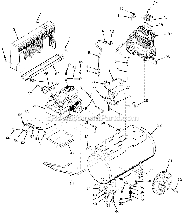 Page B Diagram and Parts List for IRL5G20 Type 3 DeVilbiss Compressor