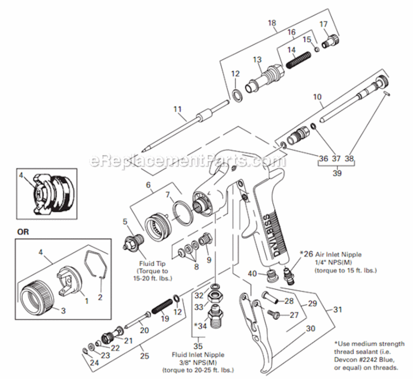 Page A Diagram and Parts List for JGA-504-777-14  DeVilbiss Paint Sprayer