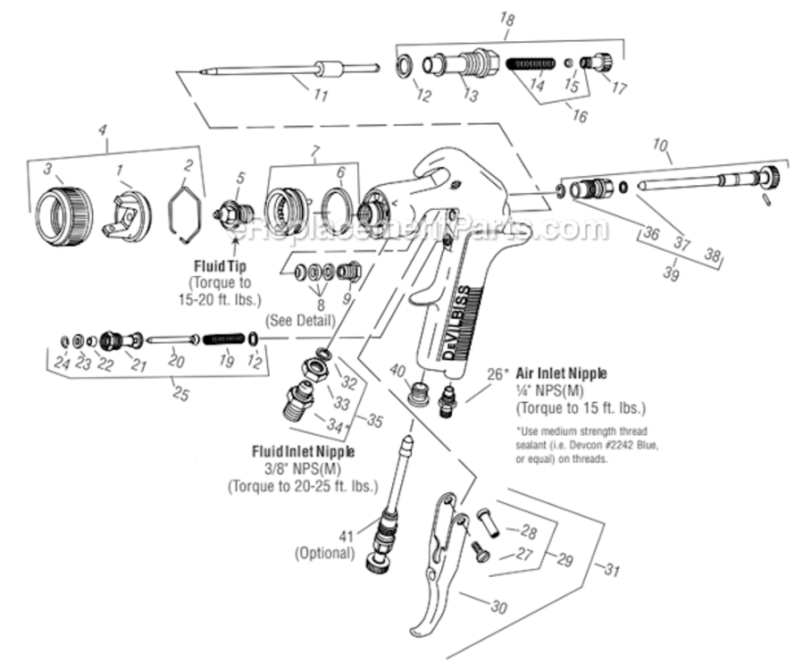 Page A Diagram and Parts List for JGA-570-10  DeVilbiss Paint Sprayer