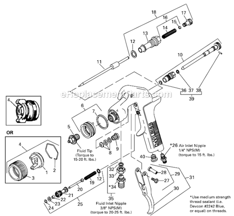 Page A Diagram and Parts List for JGA-636  DeVilbiss Paint Sprayer