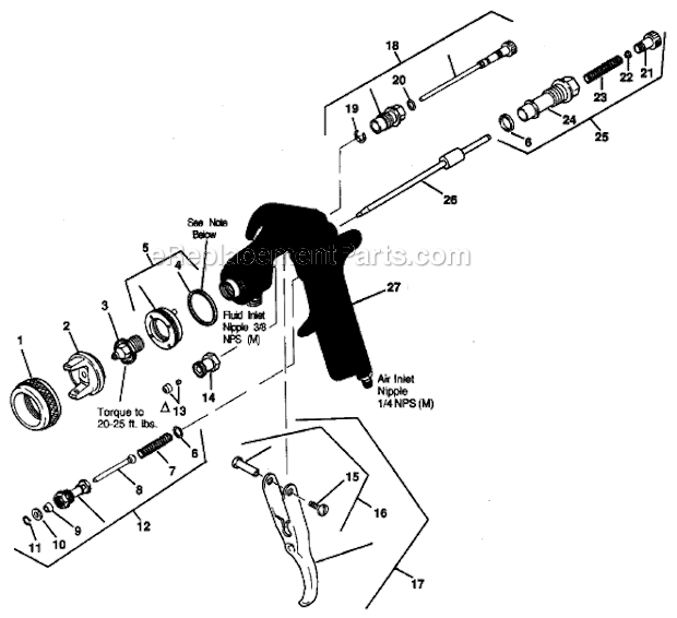 Page A Diagram and Parts List for JGP-503  DeVilbiss Paint Sprayer