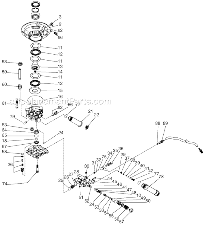 Page A Diagram and Parts List for MV3000B Type 1 DeVilbiss Pressure Washer