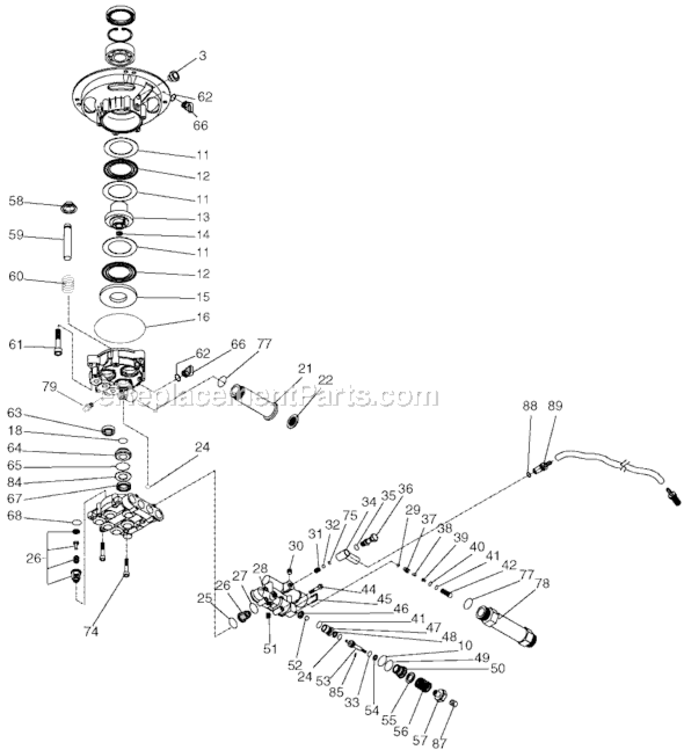 Page A Diagram and Parts List for MV3600B Type 1 DeVilbiss Pressure Washer