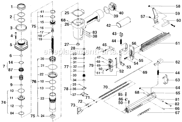 Page A Diagram and Parts List for NBXNC2X4 Type 0 DeVilbiss Nailer