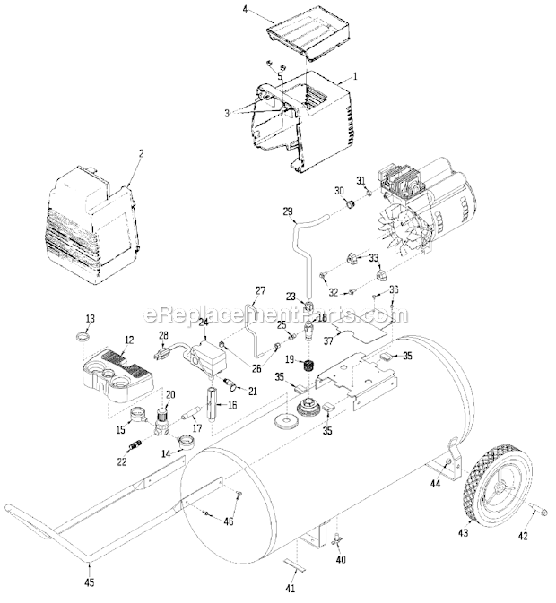 Page A Diagram and Parts List for PAF430 Type 1 DeVilbiss Compressor