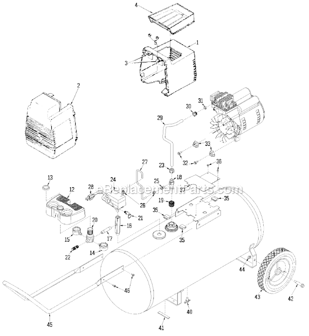 Page A Diagram and Parts List for PAF430 Type 2 DeVilbiss Compressor